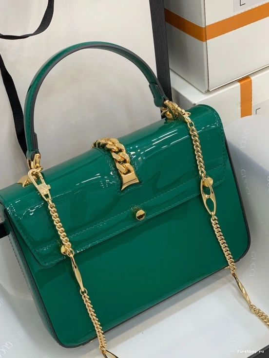 First bag ru PATENT HANDLE MINI BAG Sylvie LEATHER TOP GUCCI 1969 0804